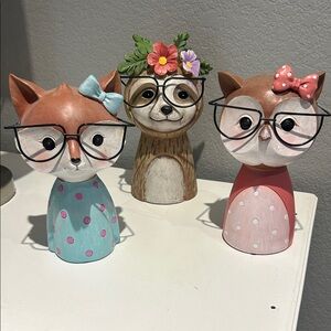 Cute Animal Figurines with Glasses